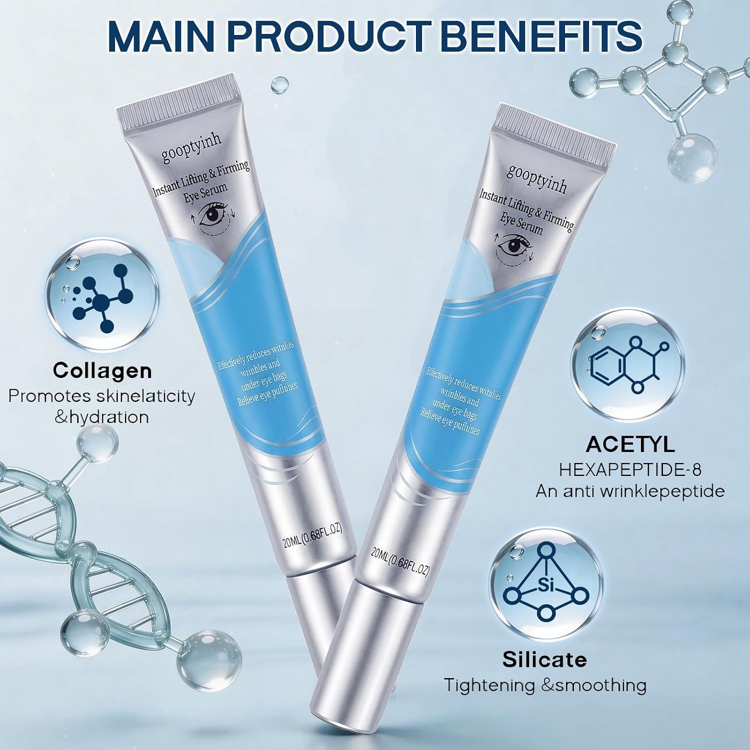 Instant Firming Eye Serum, Anti-Aging Formula For Under Bags, Wrinkles, Fine Lines & Crow'S Feet Instantly, Visibly Improves For Dark Circles Under Eye Treatment, Instant Face Lift Cream, 20G,2 Packaa