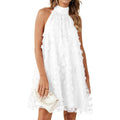Gleeneat Womens Summer Halter Tulle Floral Bridal Shower Cocktail Wedding Guest Short Dresses A Line Sleeveless Mini Dress