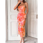 Gorglitter Women'S Floral Wedding Guest Derby Midi Dress Cocktail Summer Boho Beach Going Out Fishtail Sun Dresses