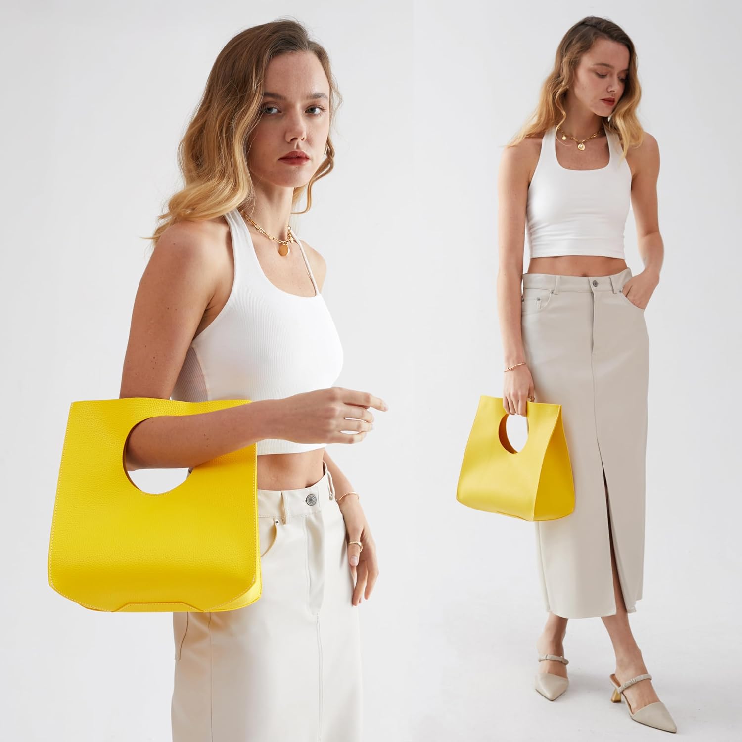 Hoxis Vintage Minimalist Style Soft Pu Leather Handbag Clutch Small Tote