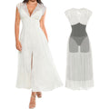 Popilush Women'S Lace Formal Cocktail Sleeveless V Neck Maxi Shapewear Dress Wedding Guest Mother Of Bride Split Dresses