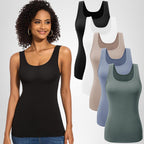TVKSOM 5 Pack Basic Tank Tops for Women Undershirt Ribbed Sleeveless Scoop Neck Casual Layering Basic Tanks Top