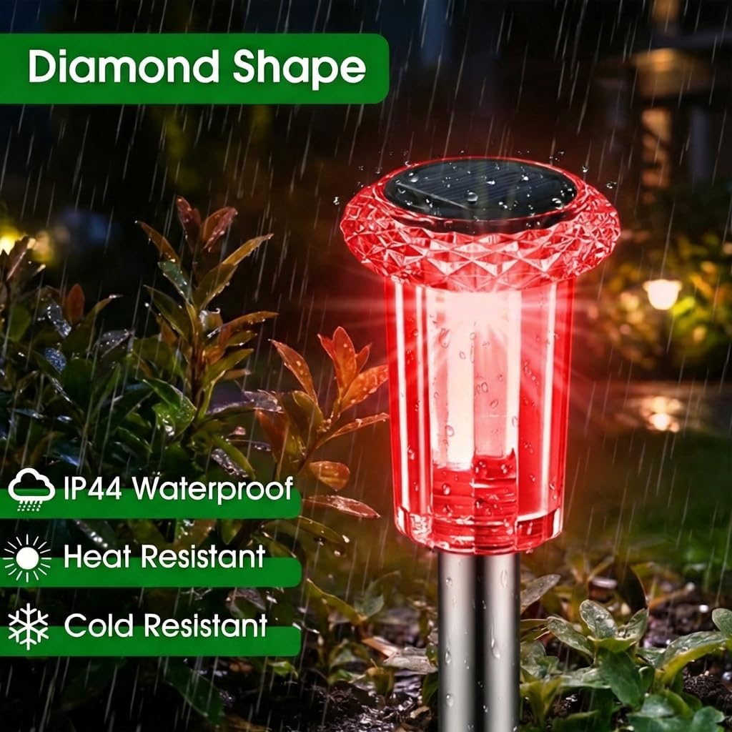 Solar Outdoor Lights, 10 Pack Solar Pathway Lights Outdoor Waterproof, Stainless Steel Stake Lighting For Garden Yard Path Walkway Driveway Patio Lawn Outside Decor,Color Changing
