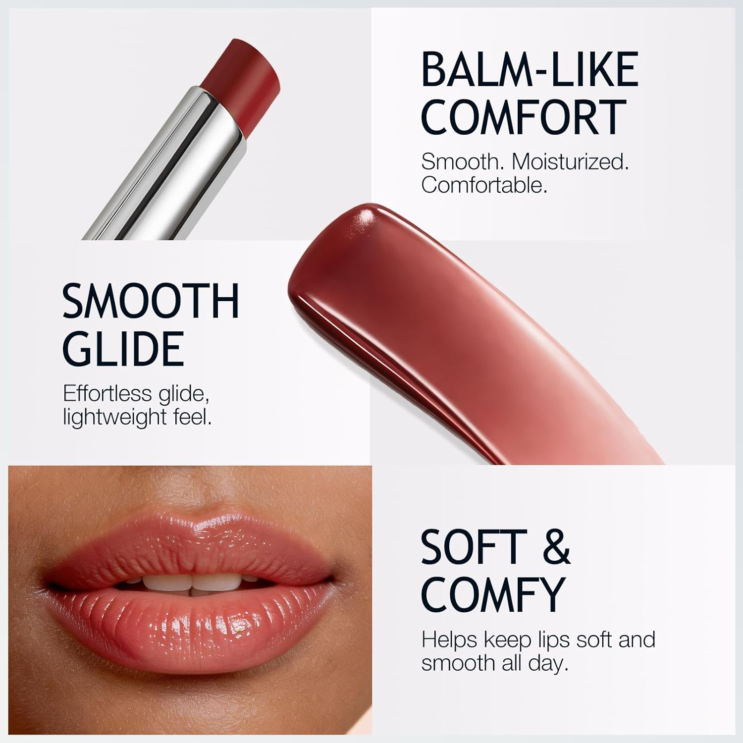 Tinted Lip Balm Lipstick Set, 6 Colors Sheer Hydrating Lip Color, Lightweight Lip Tint, Moisturizing & Nourishing Lip Care with Natural Shine, Universal Shades for All Skin Tones