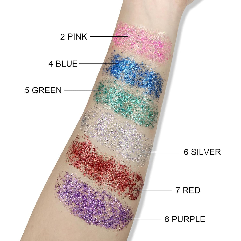 Body Glitter Stick, Chunky Gel For Face And Body Hair, Sparkling Holographic Mermaid Sequins Paint, Waterproof Multiuse Makeup Glitter Paint, 02#Pink