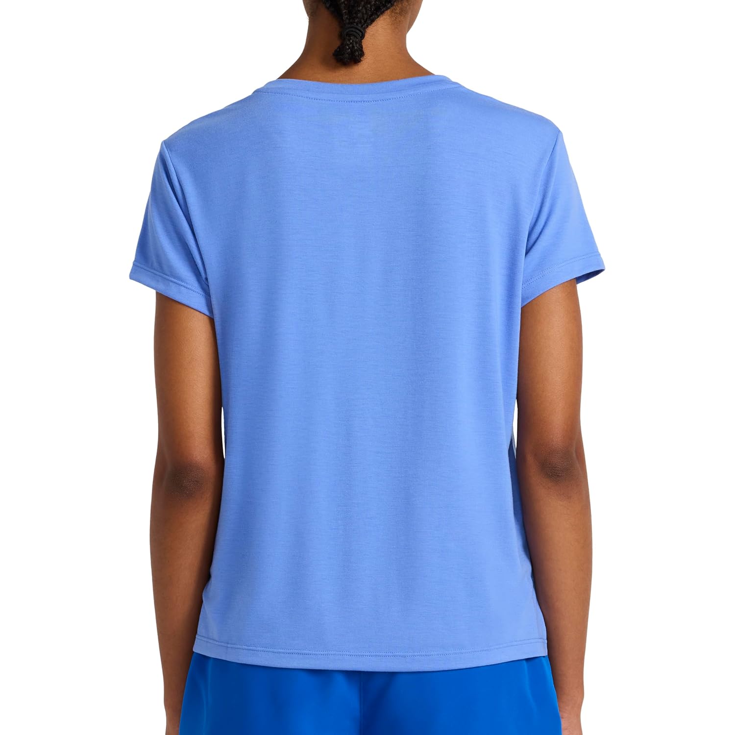 Reebok Women's Crewneck T-Shirt, Standard Fit, Lightweight Stretch Poly Soft Jersey Fab Ultramarine