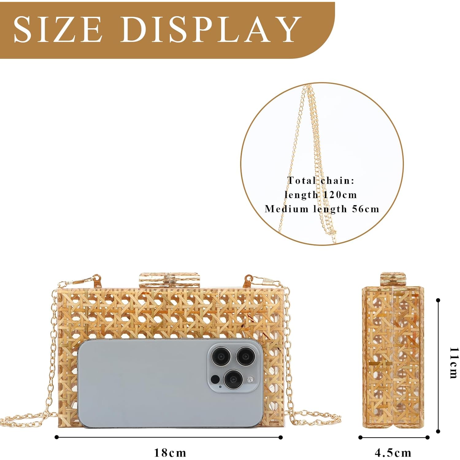 Goktow Rattan Acrylic Bag Clutch Purse Evening Bag Woven Handbag Summer Beach Purse