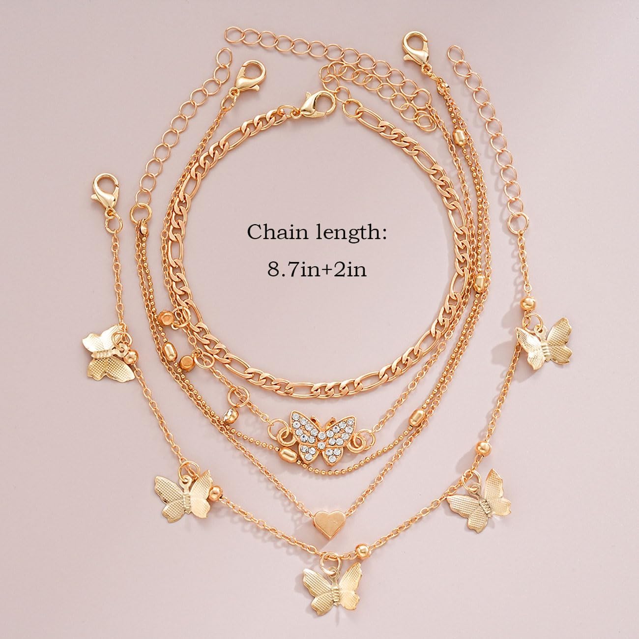Chain Ankle Bracelet for Women Gold Silver Boho Anklets Set Sun Butterfly Sea Turtle Anklets Beach Adjustable Chain Anklet Summer Waterproof Beach Jewelry for Women