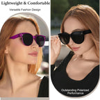 Jalebi Polarized Fit Over Glasses Sunglasses For Women Large Round Cat Eye Shades Uv400 Protection Lightweight For Driving