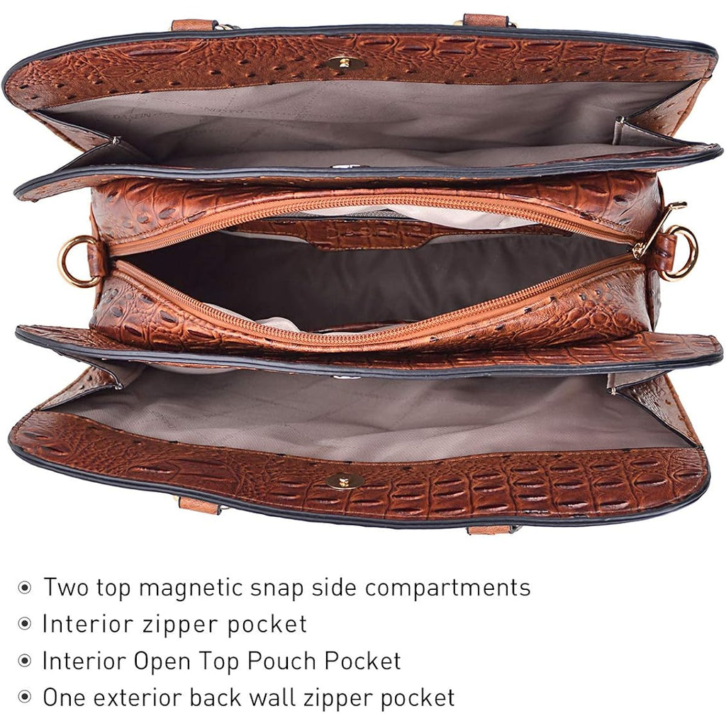 Women Handbag Wallet Tote Shoulder Hobo Bag Top Handle Satchel Purse Set 2Pcs With 3 Compartments