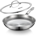 Titanium Pan, 12 Inch Pure Titanium Hammered Pro frying pan with Lid, Non-Toxic Skillet for Cooking, PFAS/PFOA/PTFE Free Cookware, Dishwasher&Oven Safe, Kitchen Induction Compatible