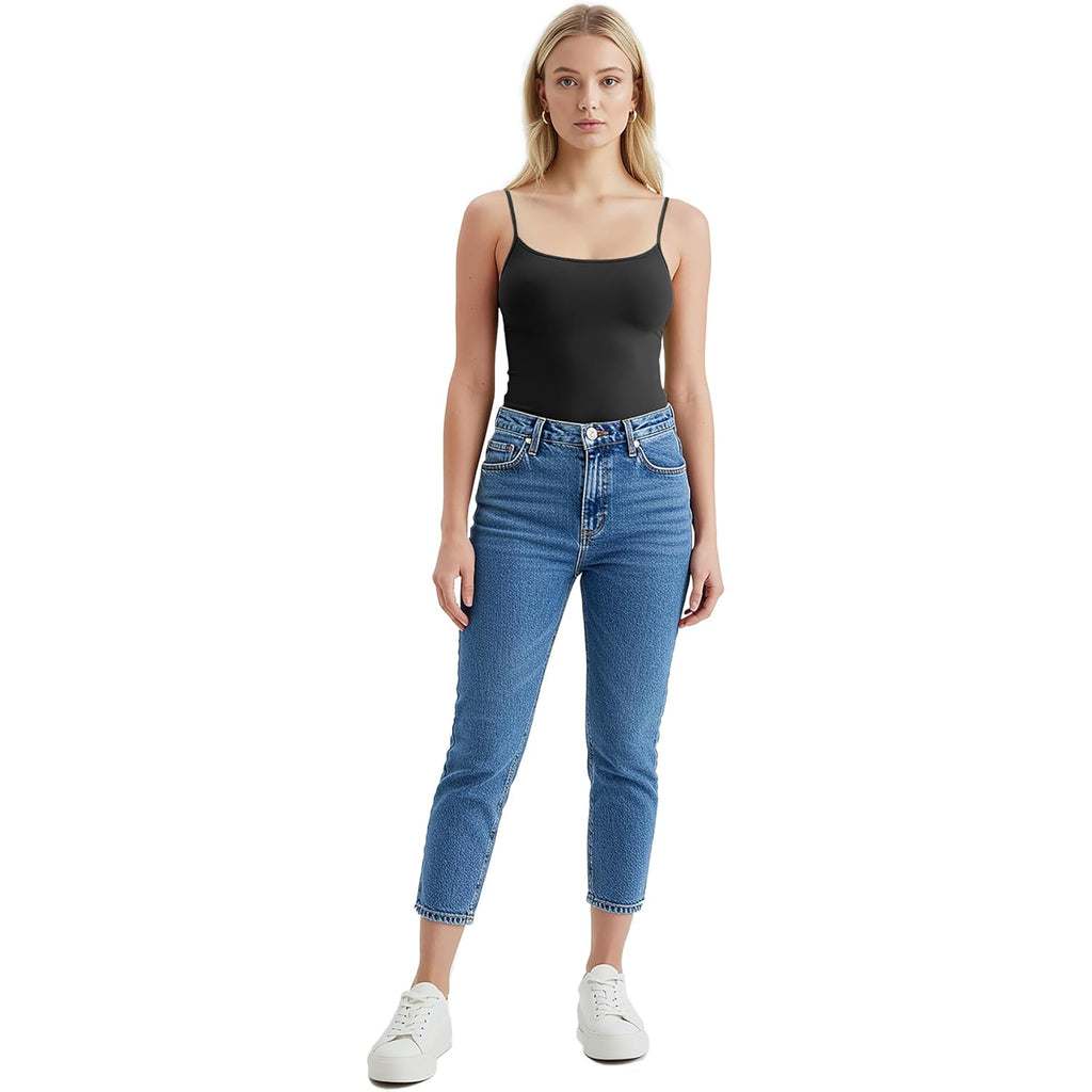 Women's Basic Casual Long Camisole Adjustable Strap Cami Layering Top