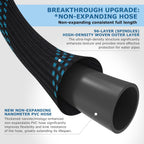 Non-Expanding Garden Hose 100 Ft, Kink Free Flexible Water Hose With 10-Pattern Spray Nozzle, Lightweight Hose Pipe, Leak Proof, 3/4" Swivel Connectors, Super Fabric, Portable Storage Strap