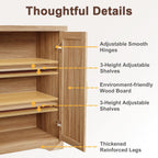 55" Fluted Sideboard Buffet Cabinet With Storage,Natural Oak | Modern Credenza With 4 Doors & Adjustable Shelves,Coffee Bar Table Console For Dining Room Kitchen Living Room Entryway