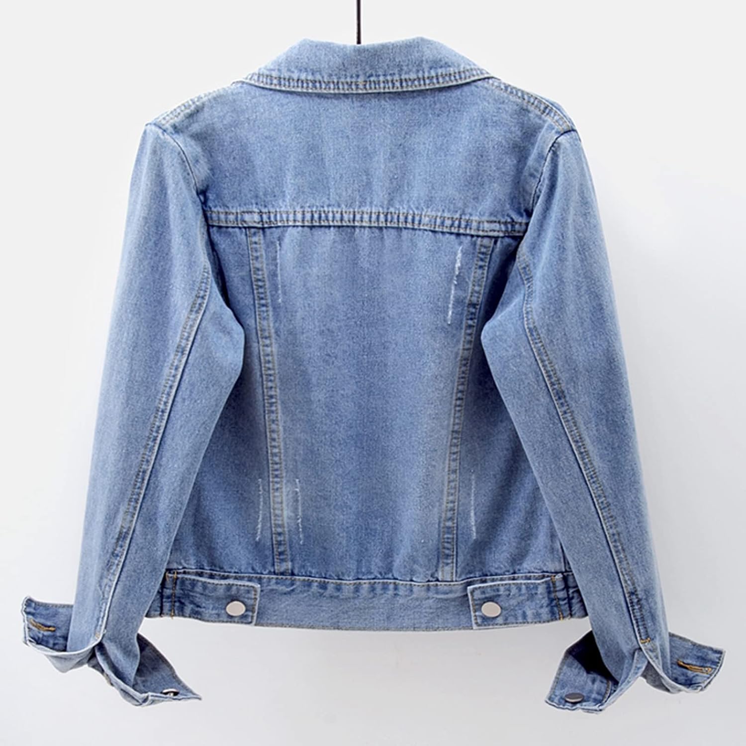 Women'S Casual Jean Jacket Distressed Ripped Denim Jacket Coat With Pockets