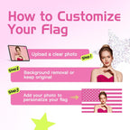 Custom Pink American Us Flag With Picture, Personalized Funny Flags With Face Image Logo Photo Text Single Sided Customized Flag Tapestry For Bedroom Dorm Room Decor Garden, 2X3 3X5 4X6 5X8 Ft