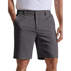 Coofandy Mens Casual Shorts 9" Flat Front Elastic Waist Linen Dress Shorts Lightweight Summer Outfits With Pockets