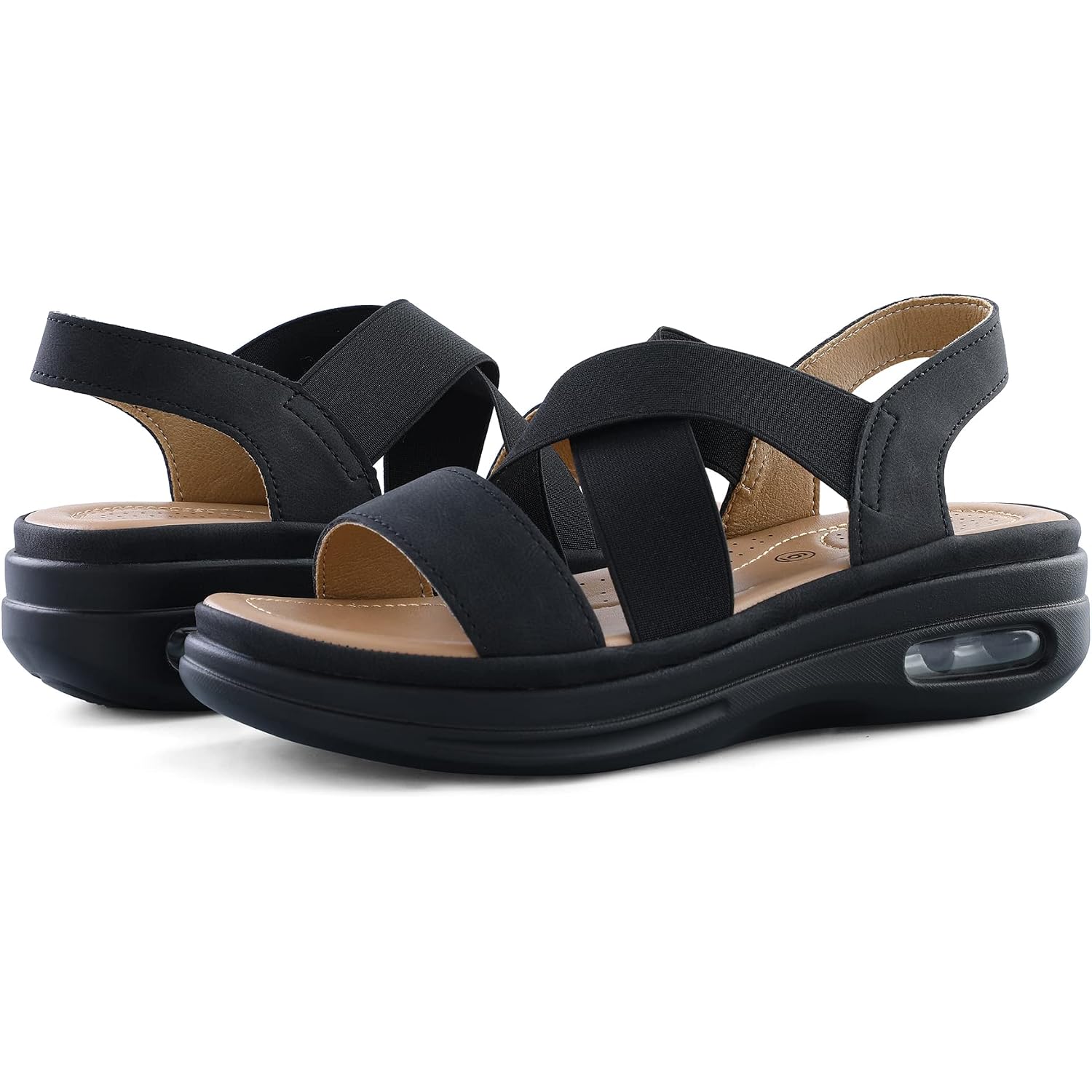 Mysoft Women'S Comfortable Walking Sandals Air Cushion Sport Slingback Elastic Band Platform Shoes
