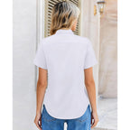 Women Button Down Shirts Short Sleeve Button up Women,Stain Resistant Dress Shirts with Pocket fit Work Blouse