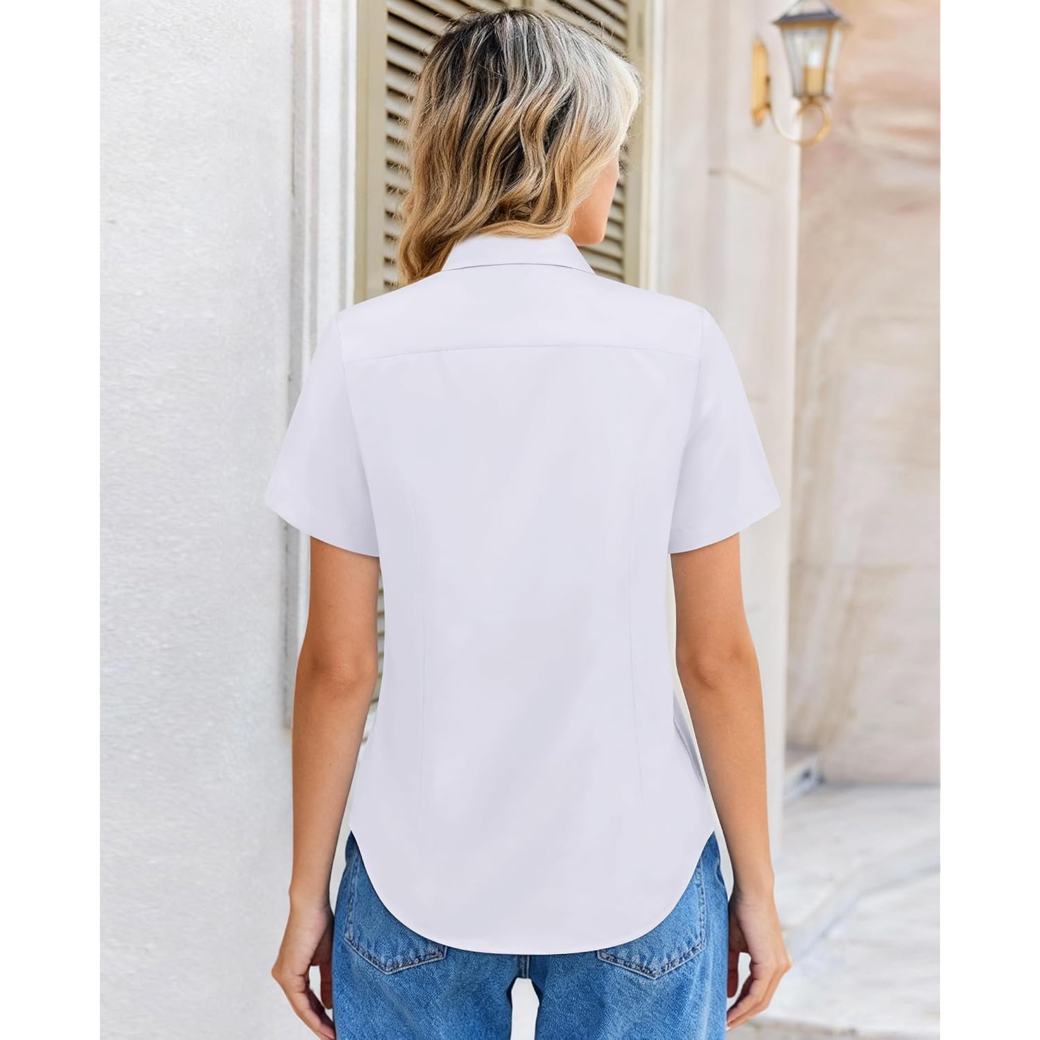 Women Button Down Shirts Short Sleeve Button up Women,Stain Resistant Dress Shirts with Pocket fit Work Blouse