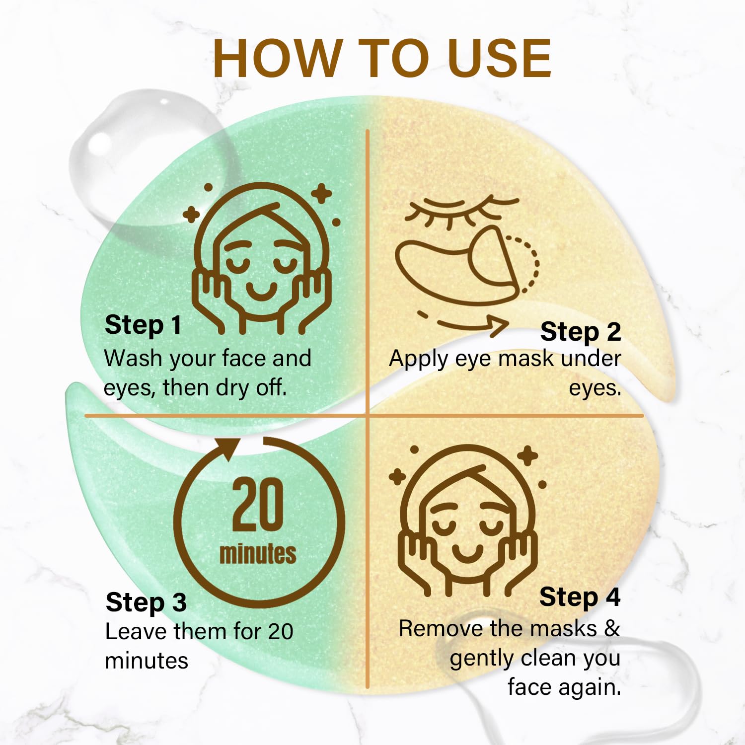 Gold Cucumber Under Eye Patches - 60 Pcs Hydrogel Eye Mask For Dark Circles & Wrinkles, With Collagen, Hyaluronic Acid & Castor Oil - Hydrating & Smoothing Treatment Gift Set For Men & Women