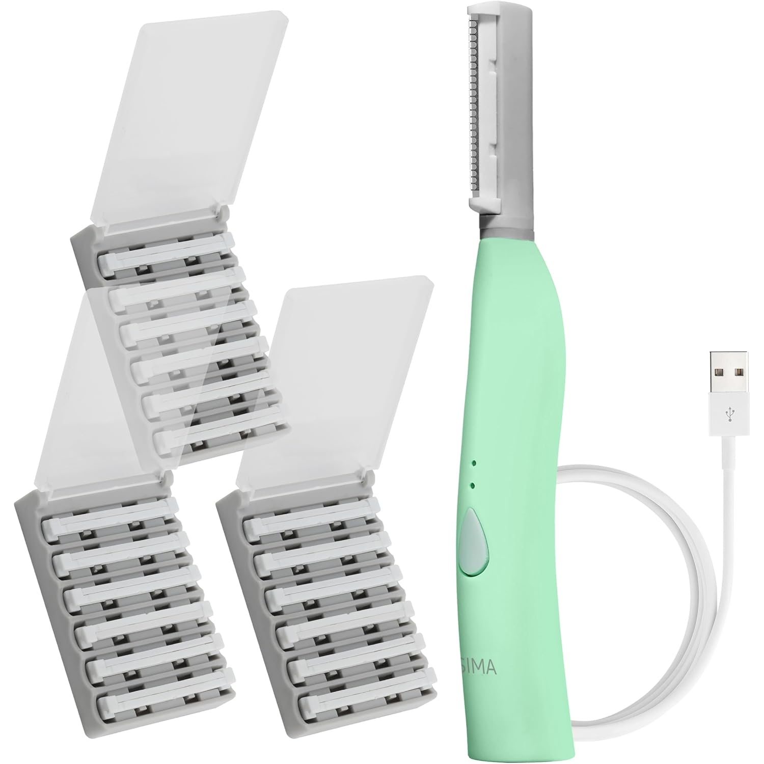 SPA SCIENCES - SIMA Patented Dermaplane Razor for Women Face – Painless 2-in-1 Facial Exfoliation & Peach Fuzz Hair Removal – Anti-Aging – 3 Speeds – Rechargeable – 19 Weeks Treatment