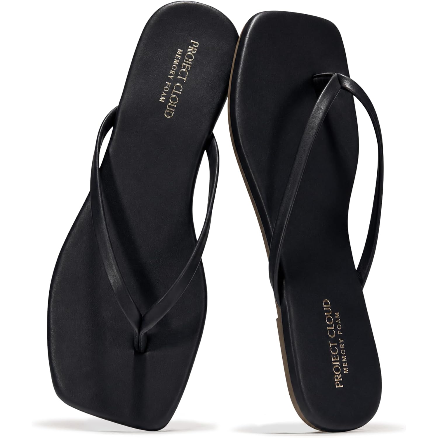Project Cloud Square Toe Flip Flops For Women Footwear - Non Slip With Memory Foam Insole Beach Essentials Womens Sandals - Lightweight Thong Sandals Women (Dedication)