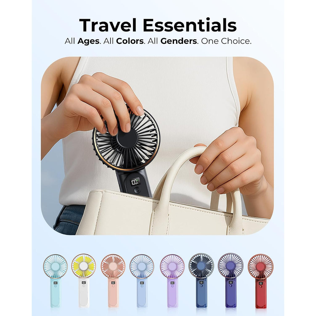 Tunise Portable Handheld Fan, Portable Fan Rechargeable, 4000Mah, 180° Adjustable, 6 Speed Wind, Display Electricity In Real Time, Usb Rechargeable Foldable F An, Quiet Personal Fan As Power Bank