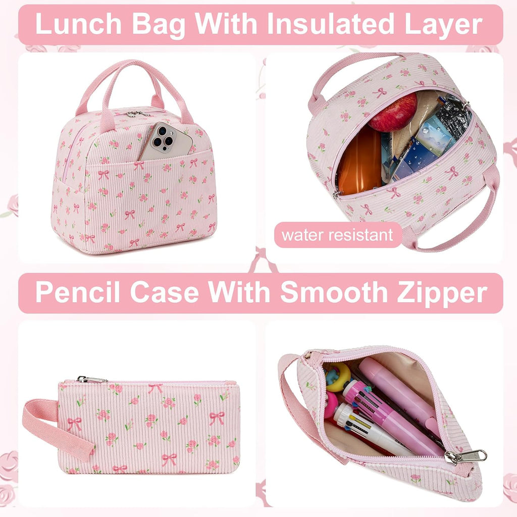 Btoop School Backpacks For Teen Girls Bookbags Lightweight Kids Backpack School Bags Set With Lunch Box Pencil Case