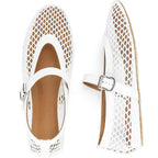 Women'S Mesh Ballet Flats Fishnet Ballerina Flats Buckle Strap Mary Jane Causal Daily Dress Shoes