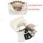 DORIS&JACKY Small Top Handle Clutch Purse for Women, Designer Evening Bag With Pearl Tote Handle and Chain Strap
