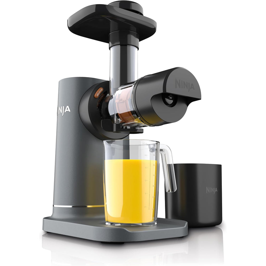 Ninja Neverclog Cold Press Juicer | Powerful Electric Slow Masticating Juicer With Pulp Control | Xl Capacity | 24 Oz. Juice Jug & 36 Oz. Pulp Container | Dishwasher Safe | Charcoal | 150W | Jc151