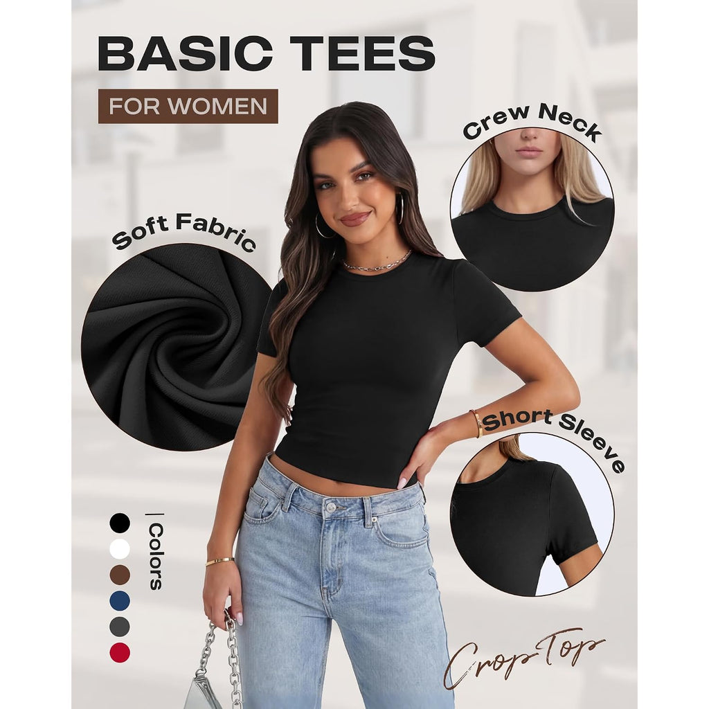 Gayhay Shirts For Women - Slim Fit Short Sleeve Crop Top Crew Neck Casual Basic Tees Spring Summer Fashion Clothing 2026