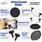 Chicken Shredder Tool Twist: 2026 Pro Food-Grade Visible Meat Shredder With Strong Anti-Slip Base, Ergonomic Handle, Chicken Breast Shredder, Suitable For Pork Beef Chicken - Black