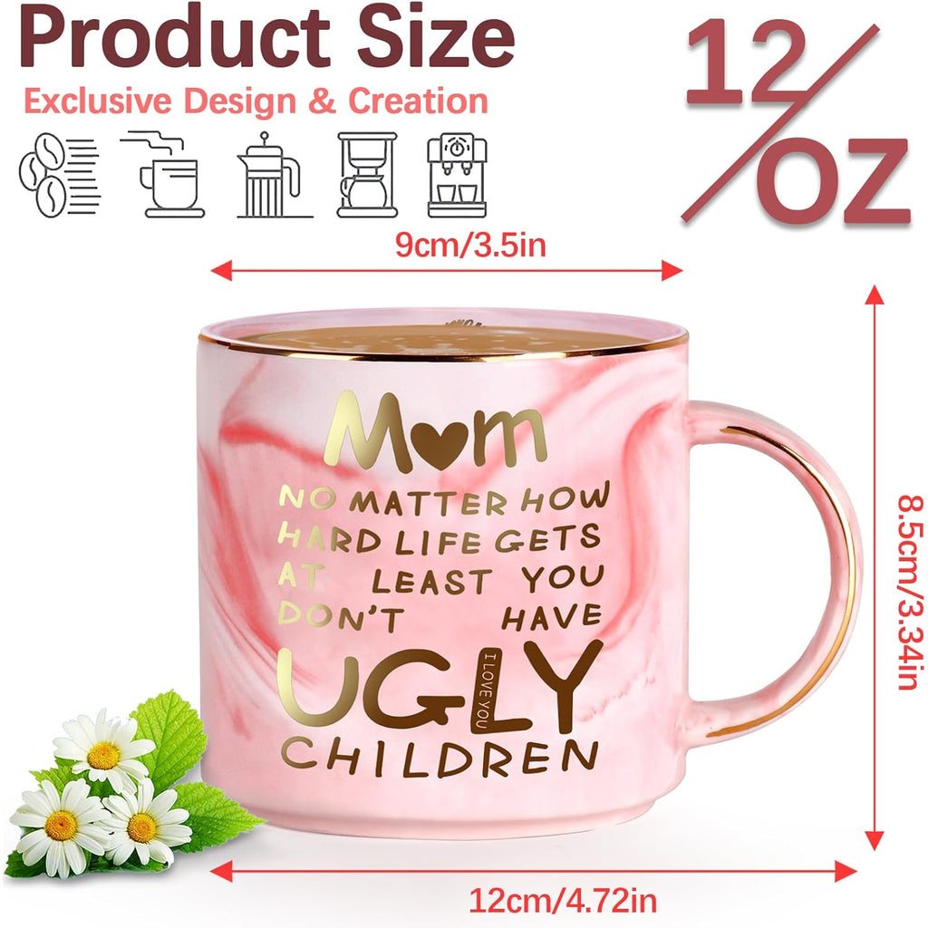 Mothers Day Gifts for Mom from Daughter Son - 12oz Funny Coffee Mug for Mom Wife from Husband Unique Marble Coffee Cup with Gold Print Christmas Birthday Mother's Day Present for Mama Stepmother Women