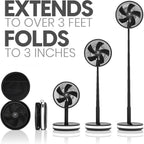 Venty Portable Fan - Wireless Battery Operated Fan - 4 Speeds - Led Lighting - Carry Case & Remote Control - Cruise Travel - Outdoor Travel Rv Power Bank With Usb-C Port (Black With Case)