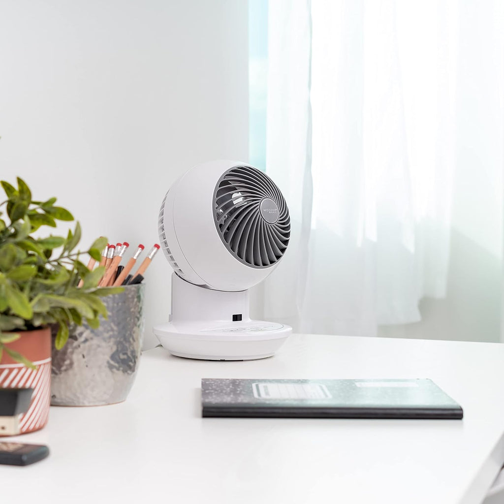 Iris Usa Woozoo Air Circulator Fan With Remote, 3 Speeds, Quiet Fan, White | 52Ft Max Air Distance, 90° Adjustable Tilt