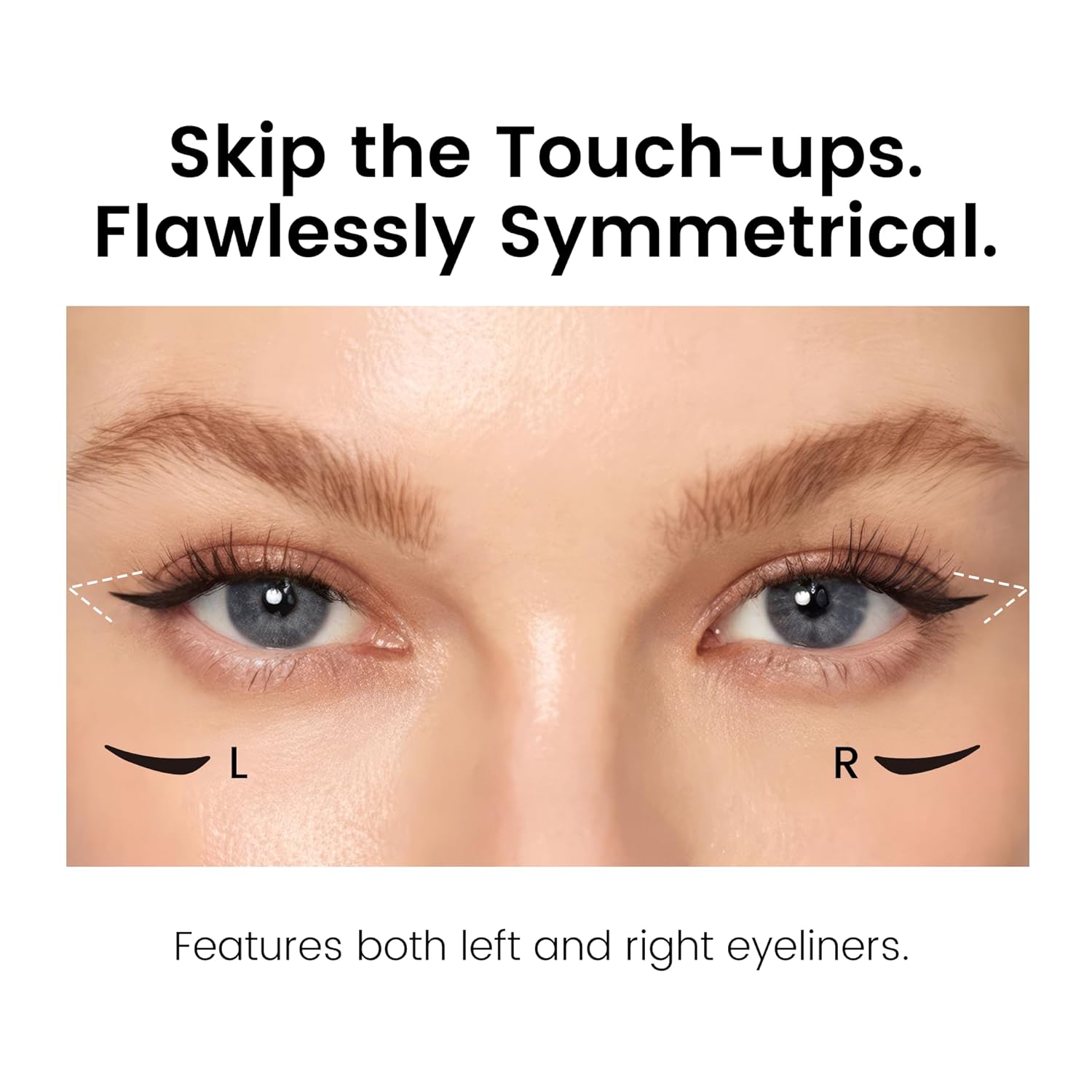 Unicos Winged Eyeliner Stamp - 90° Ergonomic Cat Eye Makeup Tool with Dual-Sided L/R Symmetry, Waterproof & Smudge-Proof Liquid Eye Liner Pen, 2.1ml High Capacity, Long Lasting Finish, 12mm