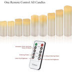 Flameless Candles Battery Operated Candles Real Wax Pillar Led Candles With 10-Key Remote And Cycling 24 Hours Timer (Ivory 4" 5" 6" 7" 8" 9")