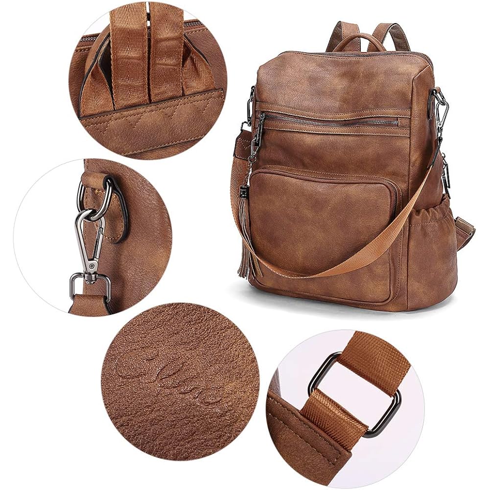 Cluci Backpack Purse For Women Travel Backpack Large Leather Fashion Designer Lady Shoulder Bag With Tassel Brown