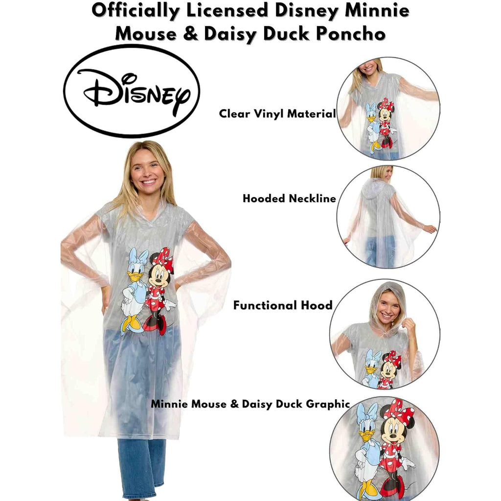 Disney Minnie Mouse Mickey Mouse Pluto Daisy Duck Rain Poncho Hoodie Unisex Adult