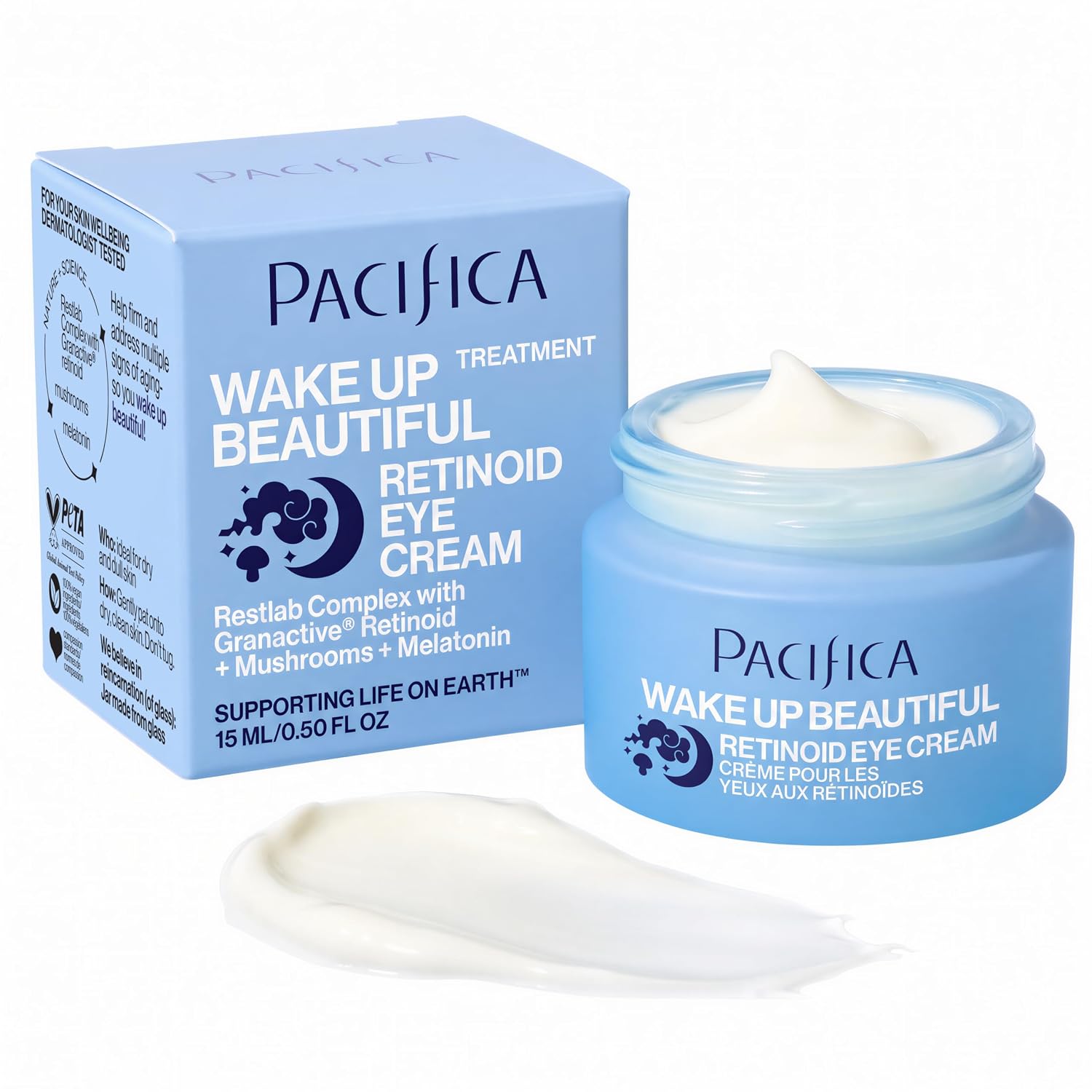 Pacifica Wake Up Beautiful Retinoid Eye Cream – Anti-Aging Under Eye Cream For Fine Lines & Wrinkles, Infused W/Retinoid, Melatonin & Mushrooms For Puffiness, Dark Circles & Eye Bags Daily Treatment