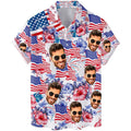 Custom Face Patriotic Short Sleeve Hawaiian Shirt, Personalized Photo Independence Day Hawaiian Shirt, Shirt For Men