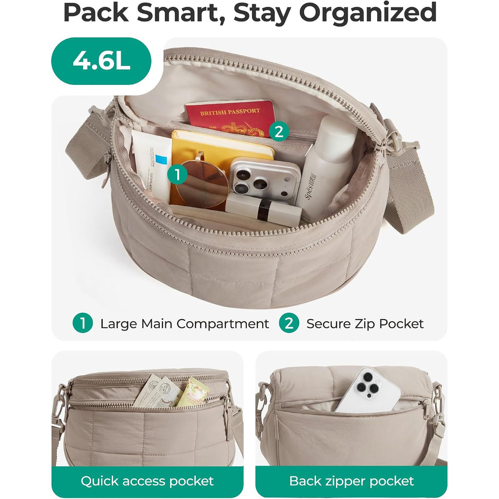 Bagsmart Crossbody Bags For Women, Puffer Cute Bum Bag With Pouch, Quilted Hobo Bag For Daily Travel College