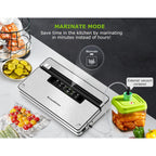 Bonsenkitchen Vacuum Sealer Machine, Stainless Steel Food Sealer Vacuum Sealers With 1 Roll & 5 Bags, 5 Food Vacuum Modes, Built-In Cutter & Bag Storage (Silver Black)