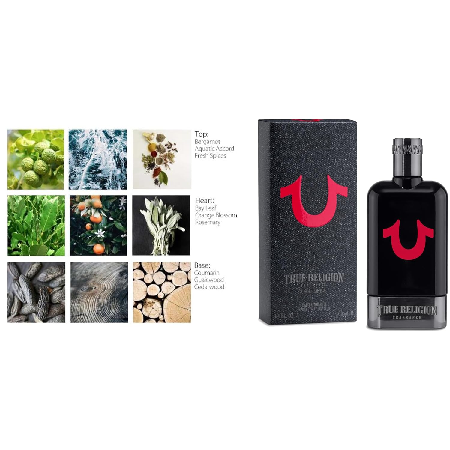 True Religion for Men - Cologne - fresh, woody, wearable for any occasion - citrus, bergamot, aquatic, marine, spicy, orange blossom, rosemary, coumarin, cedarwood, oriental, aromatic