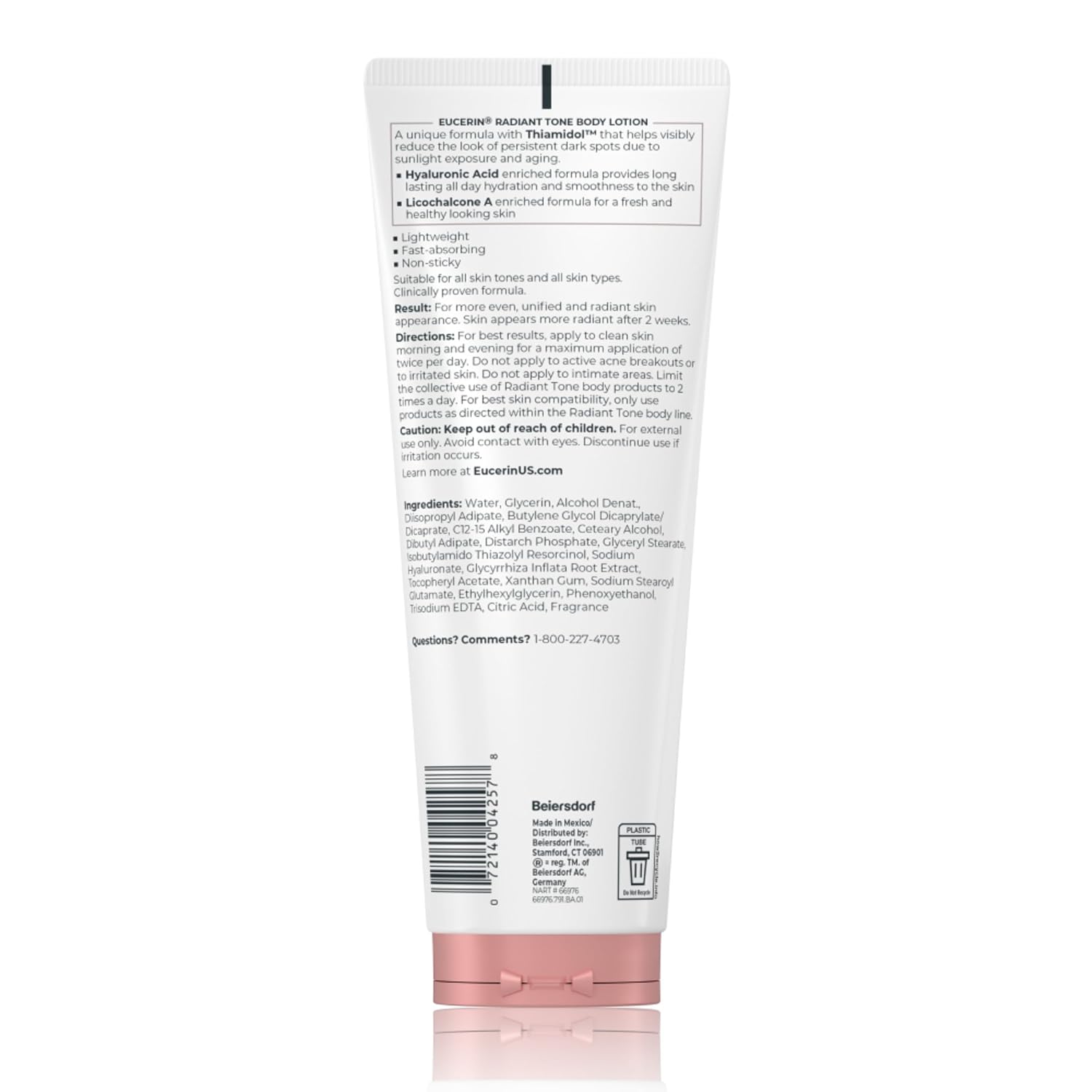Eucerin Radiant Tone Dark Spot Corrector Body Lotion, Thiamidol Enriched, Exclusive Formula Reduces Dark Spots Due To Sunlight Exposure And Aging, 72 Hours Of Hydration, 8.4 Fl Oz Tube