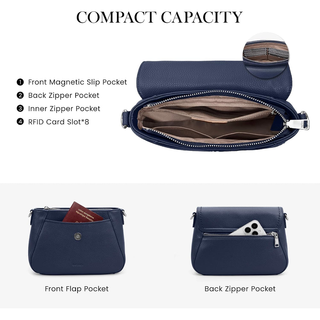 Befen Genuine Leather Saddle Crossbody Bags For Women With Rfid Blocking, Small Flap Cross Body Purse Hangbags