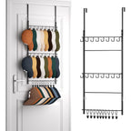 Hapirm Over Door Hat Rack - 3 Tier Wall Mounted Hat Organizer With 16 Hooks And 10 Movable Clips, Baseball Cap Organizer Storage Holds Up To 26 Caps For Door, Bedroom, Closet Uspto Patented
