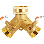 Triumpeek Brass Garden Hose Splitter, 3/4 Inch 2-Way Y Brass Hose Connector With O-Ring Washers & Tape